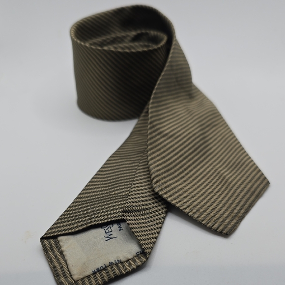 Yves Saint Laurent Striped Tan Men's Tie - Picture 1 of 4